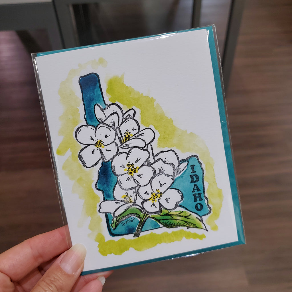Idaho Syringa, letterpress printed greeting card