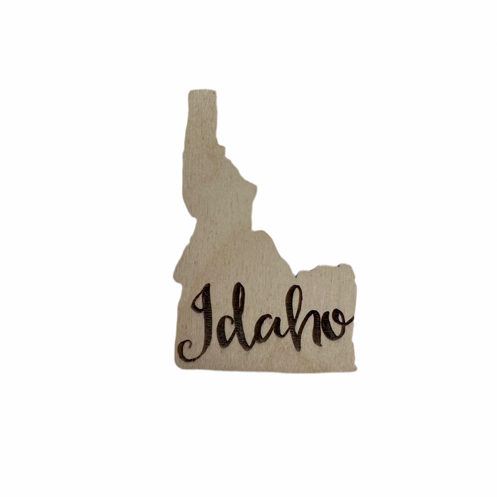 Idaho Script Wood Magnet