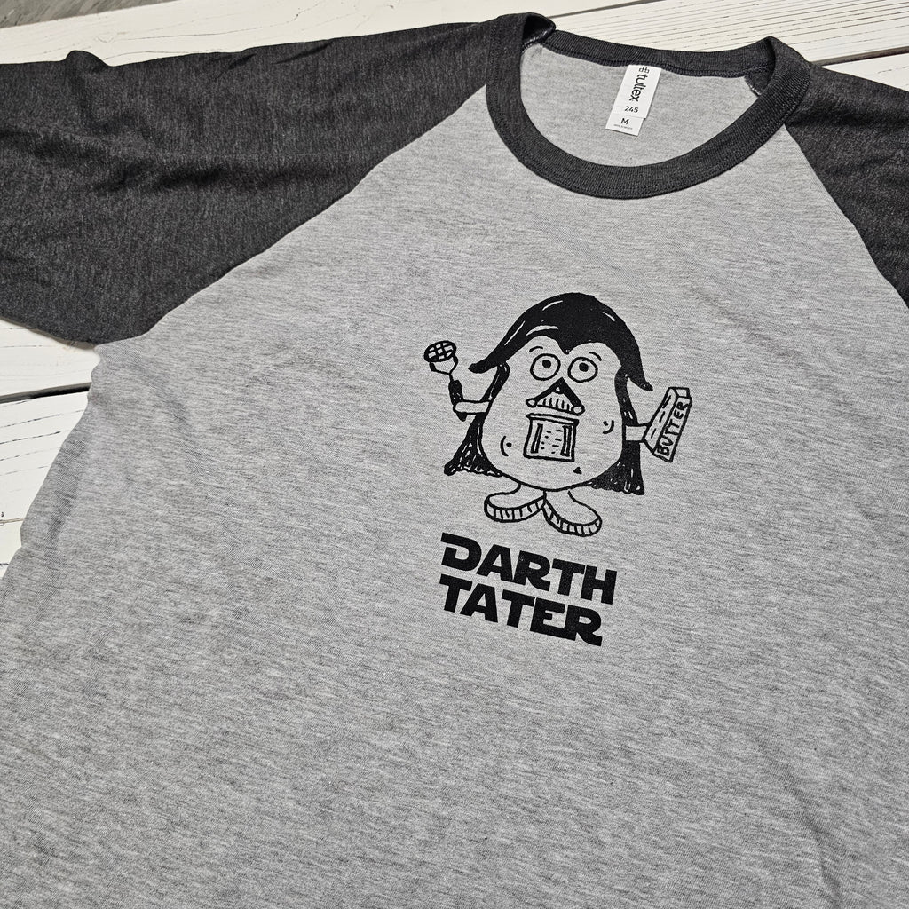 Darth Tater Raglan T-shirt, Screen Printed Adult Sizes