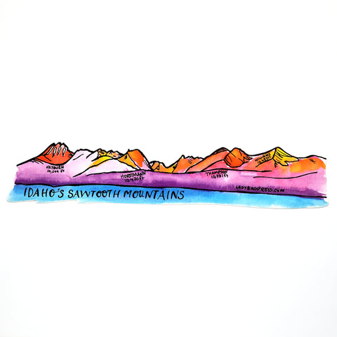 Sawtooth Mountain Range Watercolor Wrap Sticker