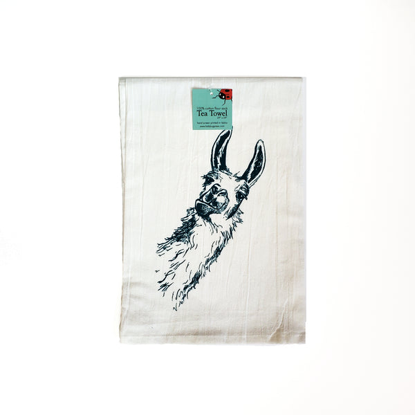 Llama Tea Towel, Screen Printed Flour Sack Towel