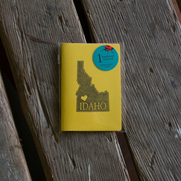 Idaho Notebook, staple bound, with heart, letterpress printed eco friendly