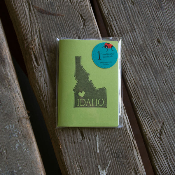 Idaho Notebook, staple bound, with heart, letterpress printed eco friendly