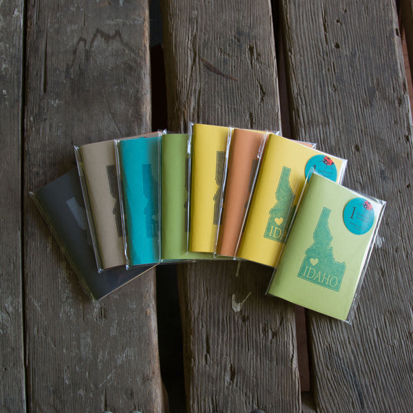 Idaho Notebook, staple bound, with heart, letterpress printed eco friendly