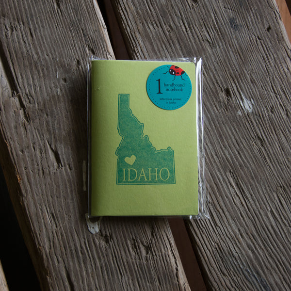 Idaho Notebook, staple bound, with heart, letterpress printed eco friendly