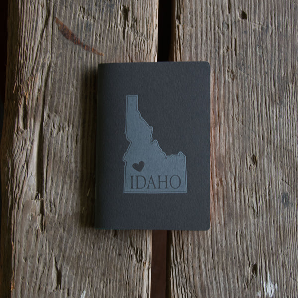 Idaho Notebook, staple bound, with heart, letterpress printed eco friendly