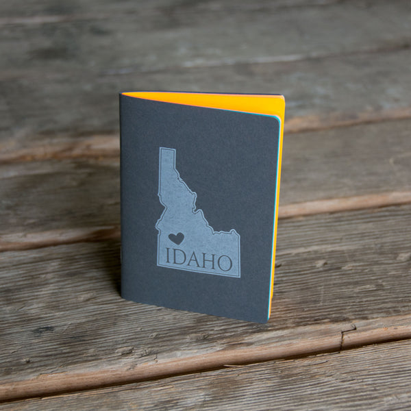 Idaho Notebook, staple bound, with heart, letterpress printed eco friendly