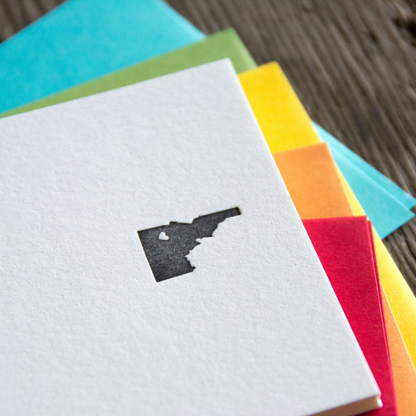 Custom State Note Cards 10 pack, letterpress printed eco friendly
