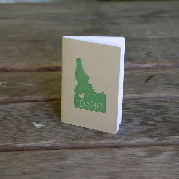 Idaho Notebook, staple bound, with heart, letterpress printed eco friendly