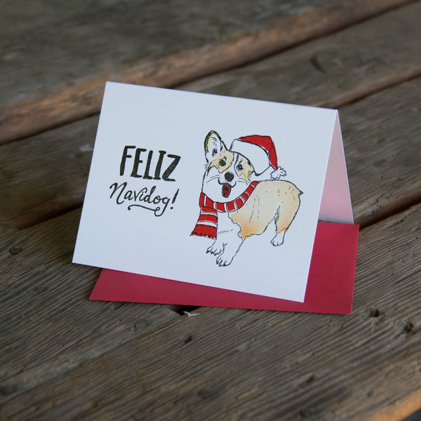 Feliz Navidog Card, letterpress printed eco friendly