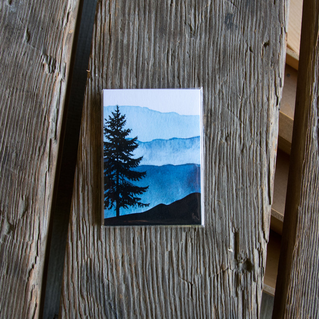 Tree and mountains tag, water color 6 pack