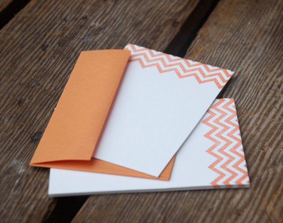 Classic Chevron Stationery Set, 10 pack, letterpress printed eco friendly