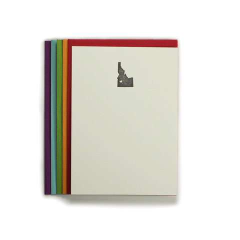 Idaho Heart Note Cards 10 pack, letterpress printed eco friendly