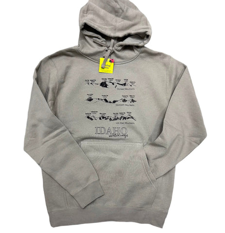 Idaho Ranges Hoodie, screen printed with eco-friendly waterbased inks, adult sizes