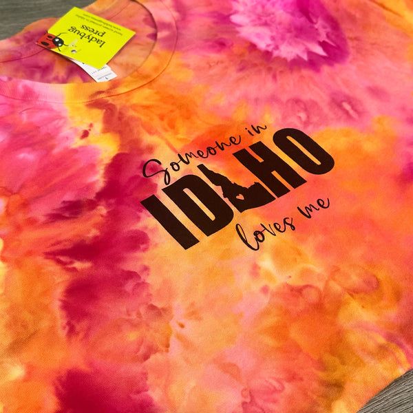 Ice Dyed Someone in Idaho Loves Me Youth T-shirt, eco-friendly water based inks