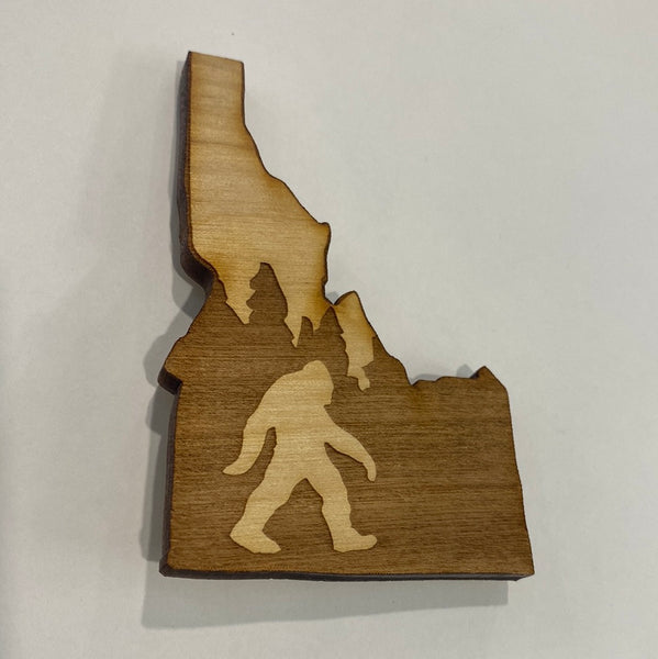 Idaho Yeti Wood Magnet