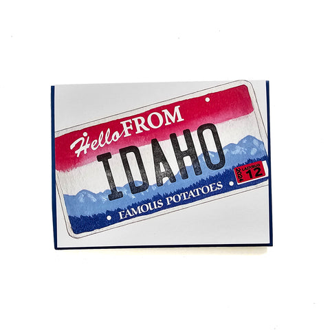 Idaho License Plate Greeting Card, letterpress printed card. Eco friendly
