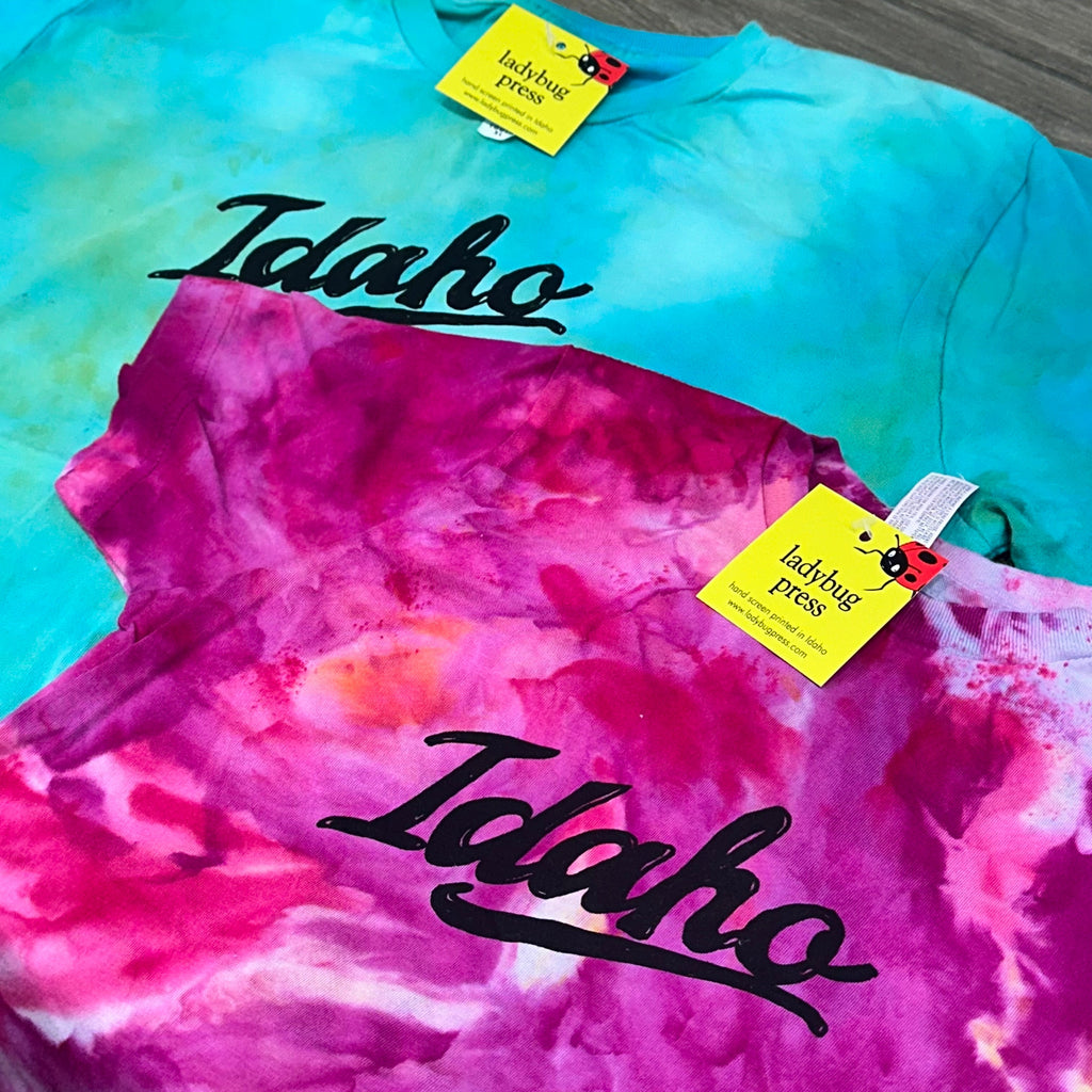 Ice Dyed Retro Idaho Youth T-shirt, eco-friendly water based inks