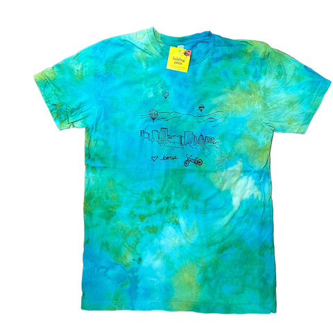 Ice Dyed Boise Balloons Adult T-shirt, Eco Friendly Waterbased Inks