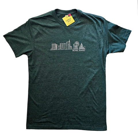 Boise Skyline Tshirt, Adult Sizes, Eco Friendly Waterbased Inks