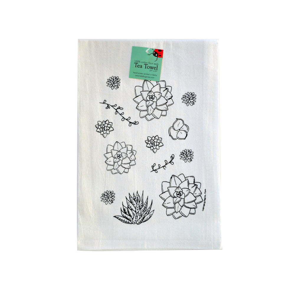 succulent towel Succulent Tea Towel, flour sack towel – Ladybug Press