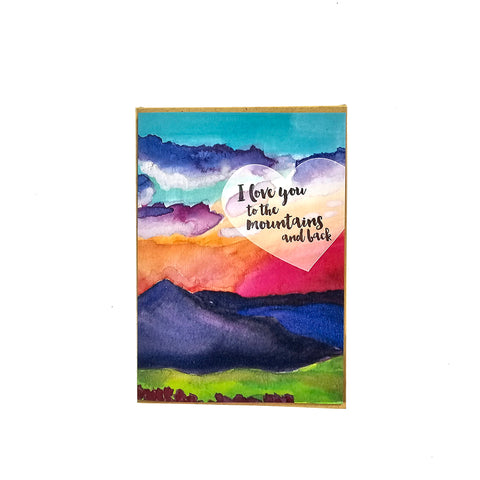 Love You to the Mountains and Back Greeting Card, Letterpress printed