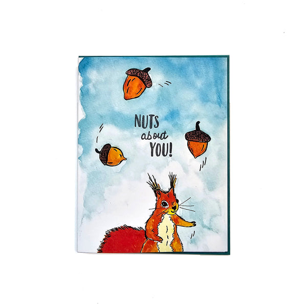 Nuts About You, Letterpress Printed Card. Eco friendly