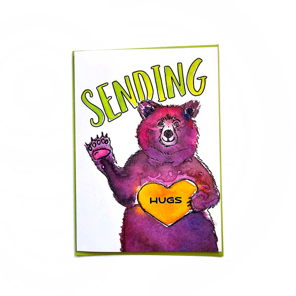Sending Bear Hugs Greeting Card, Letterpress printed