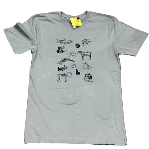 Symbols of Idaho T-shirt, eco-friendly waterbased inks