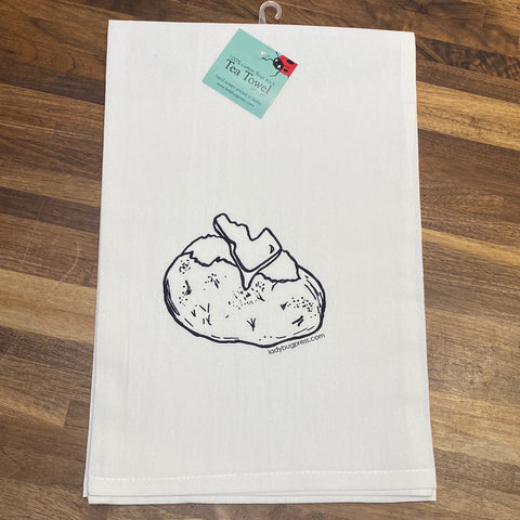 Idaho Spud Tea Towel, Hand drawn and Screen Printed flour sack towel