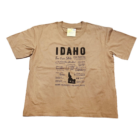Idaho Facts Boxy T-shirt, screen printed with eco-friendly water based inks