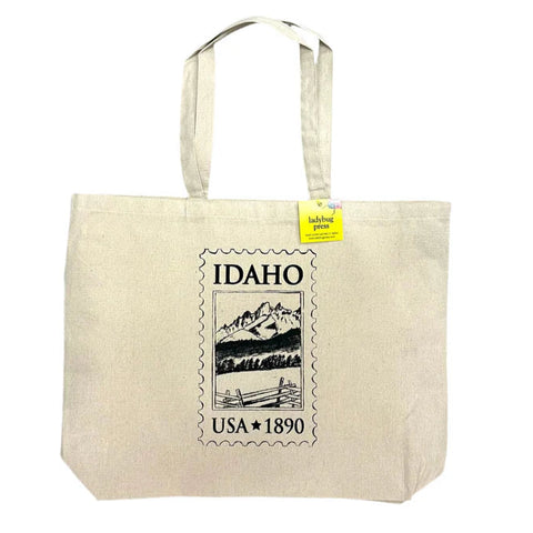 Idaho Postage Stamp Tote Bag, Screen Printed Large heavy duty canvas bag