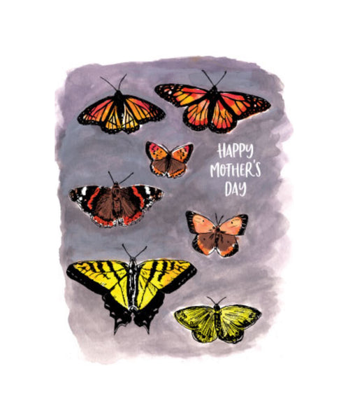 Happy Mother's Day Butterfly, letterpress printed card. Eco friendly