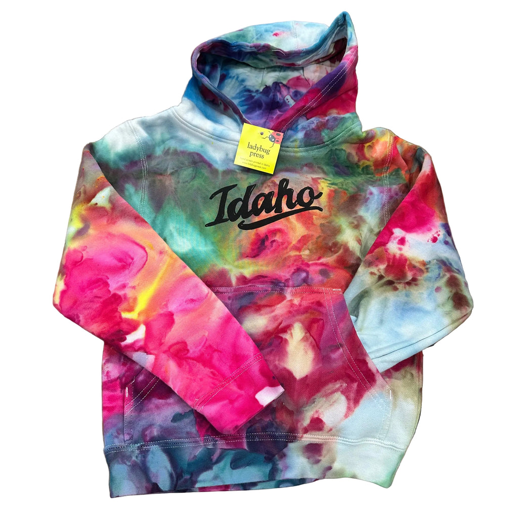 Youth Ice Dyed Retro Idaho Hoodie, Screen Print Sweatshirt