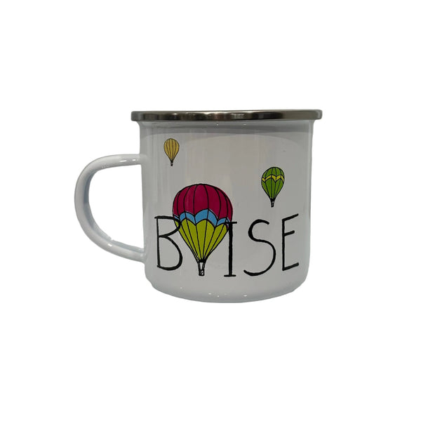 Balloons Over Boise Watercolor Enamel Mug