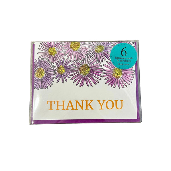 Thank you Aster wildflower card, letterpress printed card. Eco friendly