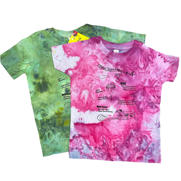 Toddler Ice Dyed Idaho Beaver Story T-shirt, screen printed with eco-friendly waterbased inks, toddler sizes
