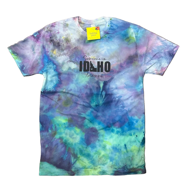 Ice Dyed Someone in Idaho Loves Me Tshirt, Eco Friendly Waterbased Inks