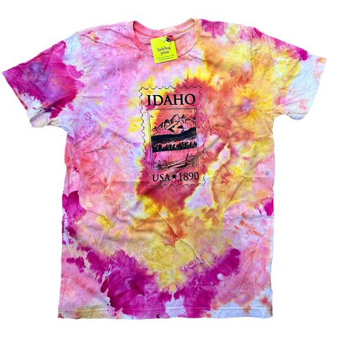 Ice Dyed Idaho Stamp T-shirt, Screen Printed Adult Sizes