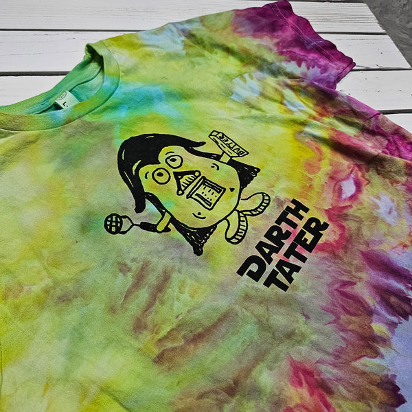 Toddler Ice Dyed Darth Tater T-shirt, screen printed with eco-friendly waterbased inks, toddler sizes