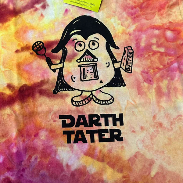 Ice Dyed Darth Tater Kid T-shirt, eco-friendly waterbased inks, Youth Sizes