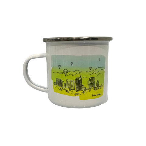 Boise Skyline Watercolor Enamel Mug, Two Color Options