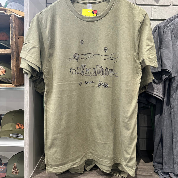Boise Skyline with Balloons T-shirt, Eco Friendly Water based Inks