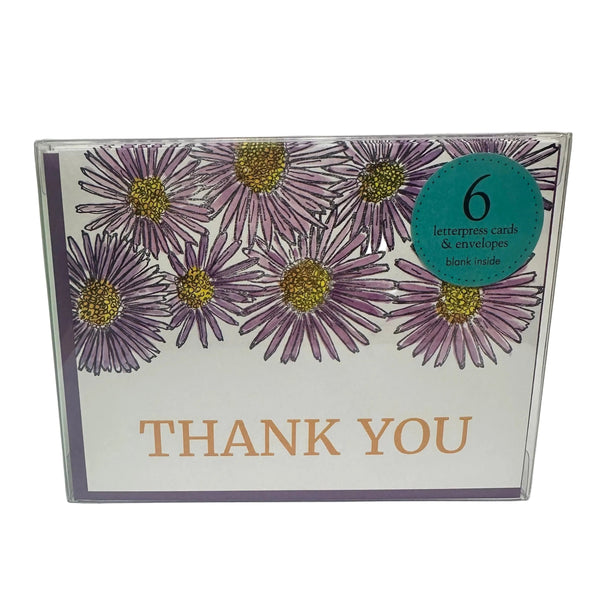 Thank you Aster wildflower card, letterpress printed card. Eco friendly