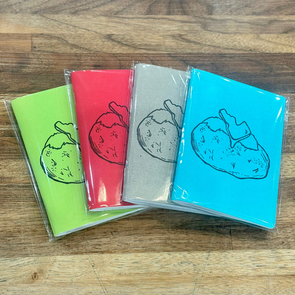 Idaho Potato Notebook, Staple bound, Letterpress printed eco friendly
