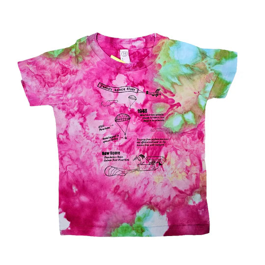 Toddler Ice Dyed Idaho Beaver Story T-shirt, screen printed with eco-friendly waterbased inks, toddler sizes