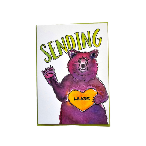 Sending Bear Hugs Greeting Card, Letterpress printed