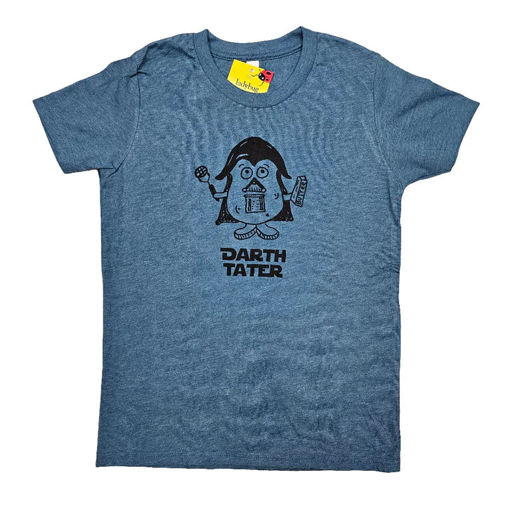 Youth Darth Tater Blue T-Shirt, Eco Friendly Water based inks