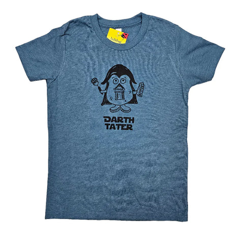 Youth Darth Tater Blue T-Shirt, Eco Friendly Water based inks