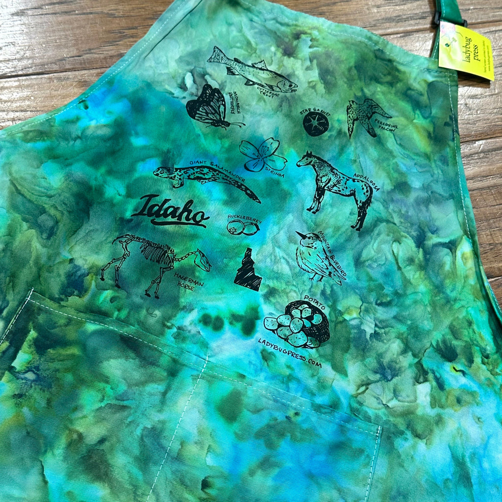 Ice Dyed Symbols of Idaho Apron
